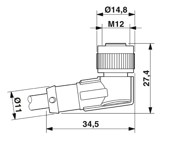 1682375 SAC-3P-M 8MS/3,0-PUR/M12FR Kábel s konek. M8/M12, 3pin/3pin, priamy/uhlový, 3m 3