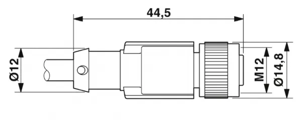 1414556 SAC-3P- 1,5-PVC/M12FS-2L Kábel s konek. M12 /3pin/priamy /voľný koniec kábla, 1,5m