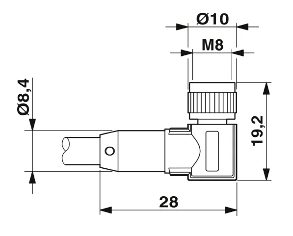 1694897 SAC-3P-M12MS/0,6-PUR/M 8FR-2 Kábel s konek. M12/M8, 3pin/3pin,priamy/uhlový, 0,6m