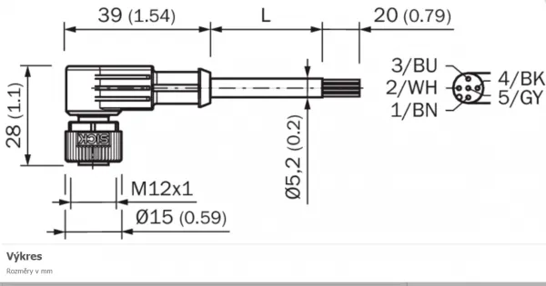 2096217 YG2A15-100VB5XLEAX Kábel s konektorom M12/5pin/10m, uhlový.