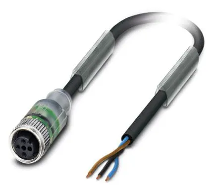 1414561 SAC-3P- 3,0-PVC/M12FS-2L Kábel s konektorom M8/3pin/priamy /voľný koniec kábla, 3m