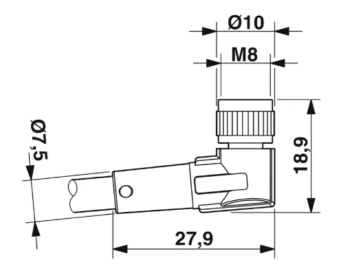 1415886 SAC-3P-M 8MS/0,3-PVC/M 8FR Kábel s konektorom M8/M8, 3pin/3pin,priamy/uhlový, 0,3m