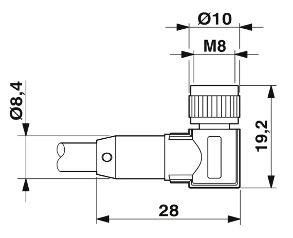 1415874 SAC-3P- 1,5-PVC/M 8FR-2L Kábel s konek. M8 /3pin, uhlový /voľný koniec kábla, 1,5m