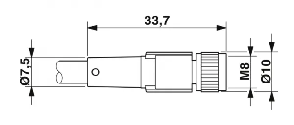 1681907 SAC-3P-M 8MS/ 0,3-PUR/M 8FS Kábel s konek. M8/M8, 3pin/3pin,priamy/priamy, 0,3m