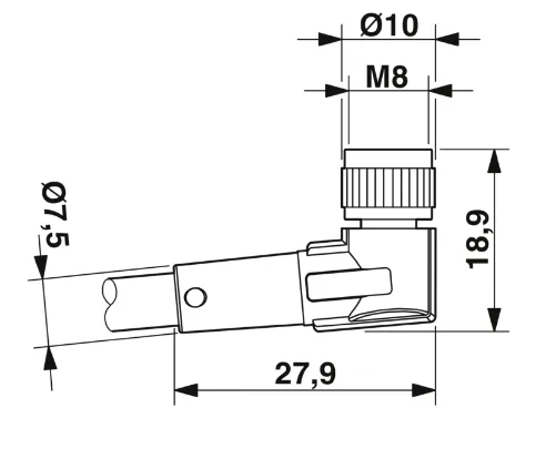 1415530 SAC-3P-M12MS/0,3-PVC/M 8FR Kábel s konektorom M12/M8 3pin/3pin,priamy/uhlový, 0,3m