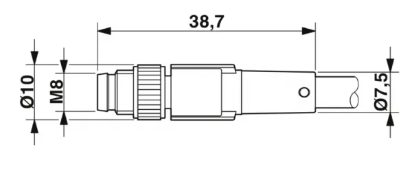 1681981 SAC-3P-M 8MS/0,3-PUR/M 8FR-2L Kábel s konek. M8/M8, 3pin/3pin,priamy/uhlový, 0,3m