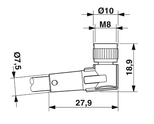 1681949 SAC-3P-M 8MS/0,3-PUR/M 8FR Kábel s konektorom M8/M8, 3pin/3pin,priamy/uhlový, 0,3m