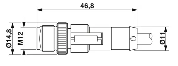 1694907 SAC-3P-M12MS/1,5-PUR/M 8FR-2L Kábel s konek. M12/M8, 3pin/3pin,priamy/uhlová, 1,5m