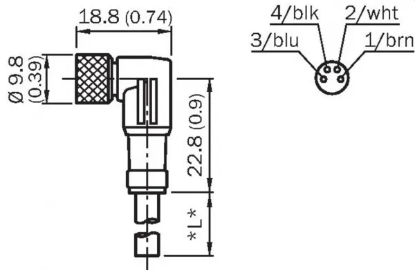 6009873 DOL-0804-W05M Kábel 5m s ulovým konektorom M8/4 pin samica