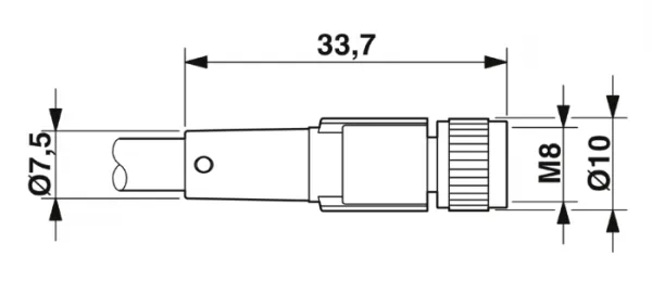 1668810 SAC-3P-M12MS/1,5-PUR/M 8FS Kábel s konek. M12/M8, 3pin/3pin,priamy/priamy, 1,5m