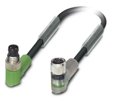 1415901 SAC-3P-M 8MR/0,3-PVC/M 8FR-2L Kábel s konek. M8/M8, 3pin/3pin,uhlový/uhlový, 0,3m