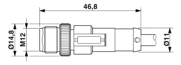 1668865 SAC-3P-M12MS/3,0-PUR/M 8FR Kábel s konek. M12/M8, 3pin/3pin,priamy/uhlový, 3m