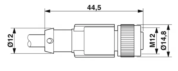 1508459 SAC-3P- 5,0-PVC/M12FS-2L Kábel s konek. M12 /3pin/priamy /voľný koniec kábla, 5m