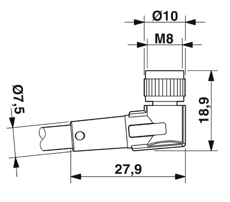 1415888 SAC-3P-M 8MS/0,6-PVC/M 8FR Kábel s konektorom M8/M8, 3pin/3pin,priamy/uhlový, 0,6m