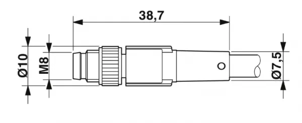 1681910 SAC-3P-M 8MS/ 0,6-PUR/M 8FS Kábel s konek. M8/M8, 3pin/3pin,priamy/priamy, 0,6m