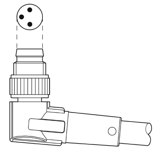 1415902 SAC-3P-M 8MR/0,6-PVC/M 8FR-2L Kábel s konek. M8/M8, 3pin/3pin,uhlový/uhlový, 0,6m