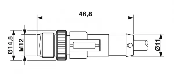 1694567 SAC-3P-M12MS/0,6-PUR/M12FR-2L Kábel s konek. M12/M12, 3pin/3pin,priamy/uhlový 0,6m