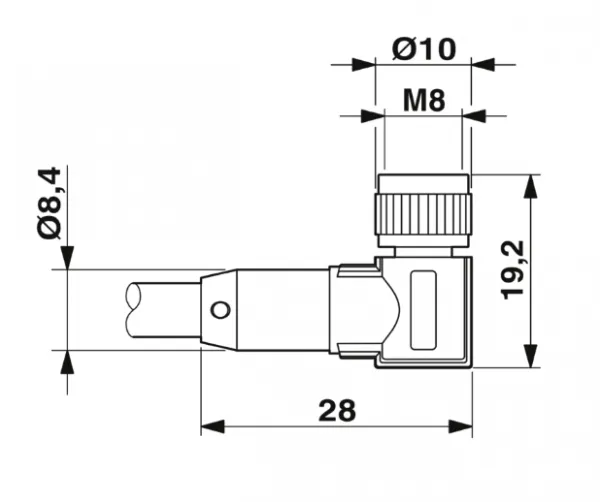 1415902 SAC-3P-M 8MR/0,6-PVC/M 8FR-2L Kábel s konek. M8/M8, 3pin/3pin,uhlový/uhlový, 0,6m
