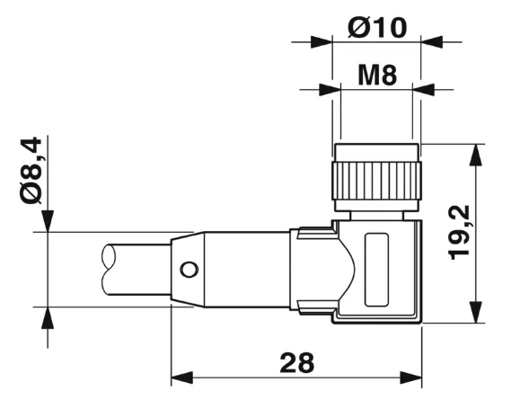 1415875 SAC-3P- 3,0-PVC/M 8FR-2L Kábel s konek. M8 /3pin, uhlový /voľný koniec kábla, 3m