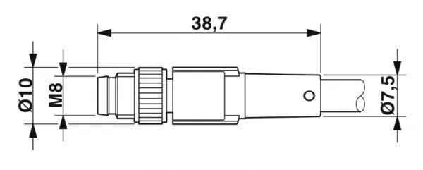 1681952 SAC-3P-M 8MS/0,6-PUR/M 8FR Kábel s konektorom M8/M8, 3pin/3pin,priamy/uhlový, 0,6m