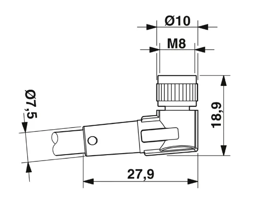 1668865 SAC-3P-M12MS/3,0-PUR/M 8FR Kábel s konek. M12/M8, 3pin/3pin,priamy/uhlový, 3m
