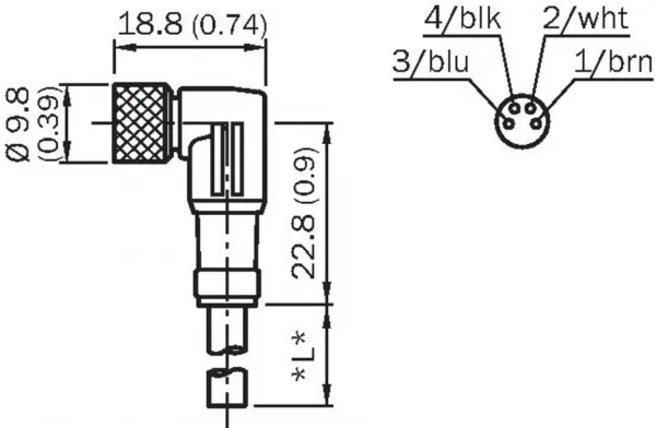 6010755 DOL-0804-W10M Kábel 10m s uhlovým konektorom M8/4 pin samica
