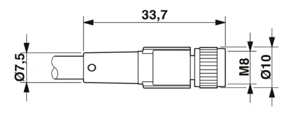 1681910 SAC-3P-M 8MS/ 0,6-PUR/M 8FS Kábel s konek. M8/M8, 3pin/3pin,priamy/priamy, 0,6m