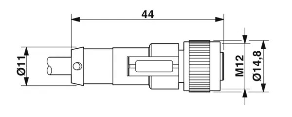 1682391 SAC-3P-M 8MR/0,6-PUR/M12FS Kábel s konek.M8/M12, 3pin/3pin,uhlový/priamy, 0,6m