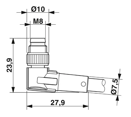 1682430 SAC-3P-M 8MR/0,6-PUR/M12FR Kábel s konek. M8/M12, 3pin/3pin,uhlový/uhlový, 0,6m
