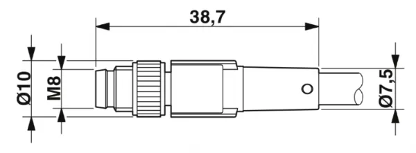 1415888 SAC-3P-M 8MS/0,6-PVC/M 8FR Kábel s konektorom M8/M8, 3pin/3pin,priamy/uhlový, 0,6m
