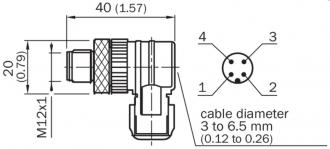 6022084 STE-1204-W Uhlový konektor M12/4pin samec