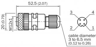 6007302 DOS-1204-G Priamy konektor M12/4pin samica